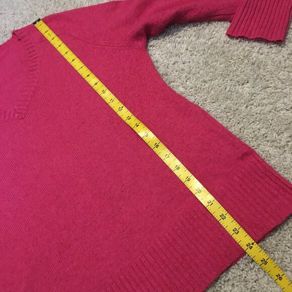 Malibu Pink Soft Angora Wool Blend Knit V-Neck Sweater - Picture 15 of 16